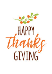 Obraz premium Happy thanksgiving with a gratefull heart Autumn print hand drawn autumn cad for thanksgiving day banner, logo, sign, label card