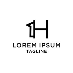 Initial letter and number logo, H and 1, H1, 1H, line logo design template