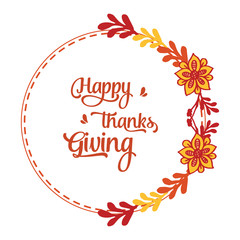 Template of card thanksgiving, with ornate of autumn leaf frame. Vector