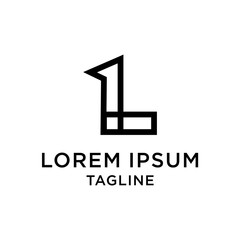 Initial letter and number logo, L and 1, L1, 1L, line logo design template