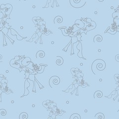 Cute seamless pattern. Vector blue background for baby and kids design. Unicorn pattern.	