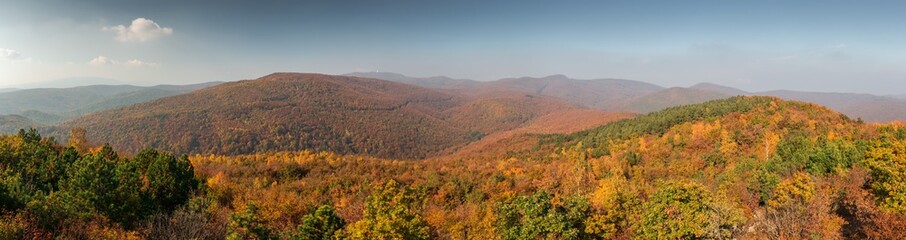 Papuk, Croatia, 20.10.2018. - View on forest of Papuk mountain covered with autumn colors