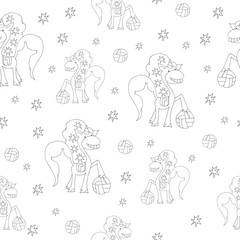 Unicorn isolated on white background. Cute seamless pattern. Vector white background for baby and kids design. Unicorns pattern.