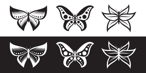 Fototapeta na wymiar Set of ethnic Butterfly icon vector style for textile industry