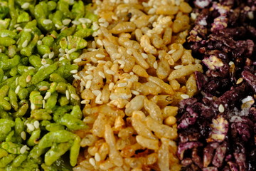 Cake made of popped rice is local Thai food very delicious.