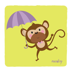 cute monkey and umbrella