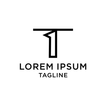 Initial letter and number logo, T and 1, T1, 1T, line logo design template