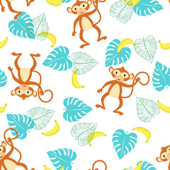 tropical seamless monkey pattern