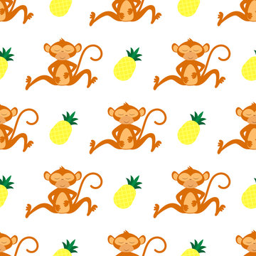 tropical seamless monkey pattern