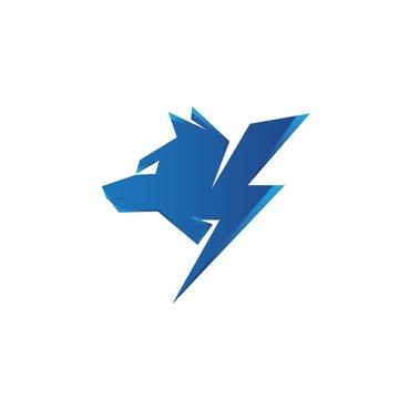 Geometric design vector thunder wolf isolated on white background
