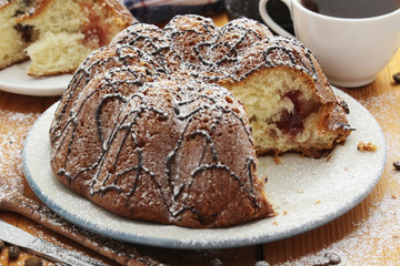 A biscuit cake with chocolate