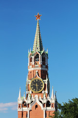 Obraz premium Spasskaya tower, Moscow Kremlin, Russia 