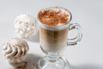 Coffee cappuccino with marshmallows and chocolate