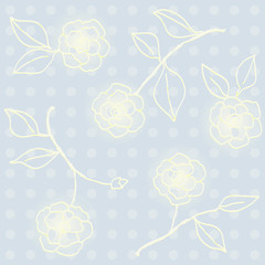 Retro floral seamless wallpaper with roses or peonies, romantic background. Vector illustration.