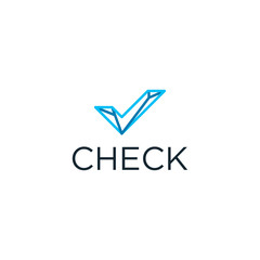 Geometric check symbol vector icon logo design - vector