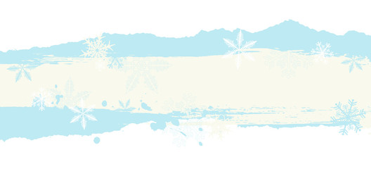 Winter banner with snowflakes and Christmas decorations.  Vector illustration.