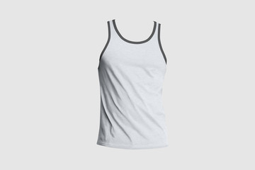3d illustrator mans blank tank singlet. Male shirt without sleeves. T-shirt front of mock up  - obrazy, fototapety, plakaty