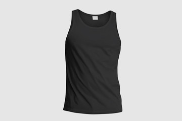 3d illustrator mans blank tank singlet. Male shirt without sleeves. T-shirt front of mock up 