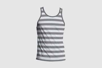 3d illustrator mans blank tank singlet. Male shirt without sleeves. T-shirt front of mock up 