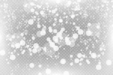 Glow light effect. Vector illustration. Christmas flash dust. White sparks and glitter special light effect. Vector sparkles on transparent background. Sparkling magic dust particles