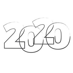 Abstract new year 2020, vector creative text scrawled in pen