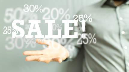 sale digital percent in hand