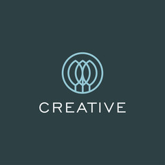 Tree logo icon design minimalist style illustration. creative growth vector sign symbol mark concept logotype