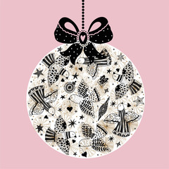 Doves and stars.  Christmas motif. Vector card.