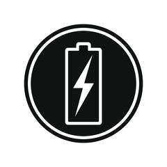 Storage battery graphic Icon. Level battery charging  sign in the circle isolated on white background. Vector illustration