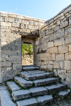 Crimea, Bakhchisarai, September 13, 2019: the Cave city of Chufut-Kale at the top of the mountain
