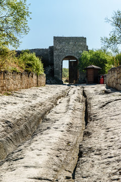 Crimea, Bakhchisarai, September 13, 2019: the Cave city of Chufut-Kale at the top of the mountain