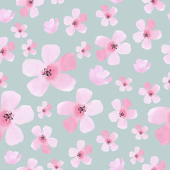 Watercolor seamless pattern with flowers .