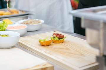 An ingredients for mini hamburger in cooking process