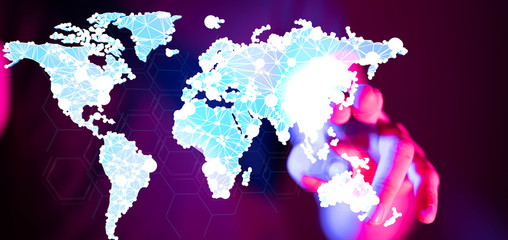 World map point, line, composition, representing the global,