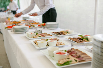 A dishes with meat assorted and sauces