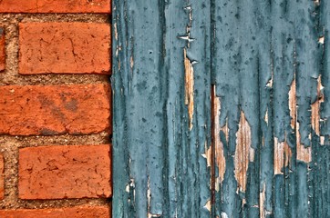 texture vieille porte en bois et mur de brique