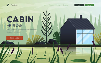 Flat Modern design Illustration of Cabin House