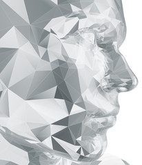 Art brilliant polygonal face man. Concept for science, technology, sport, fashion and healthy lifestyle. 3d render
