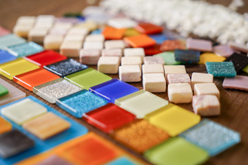 A mosaic tiles is prepared for making a picture