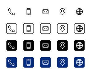4 Style Contact Information Icons