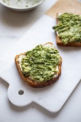 Healthy avocado toasts. Vegetarian breakfast concept