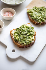 Healthy avocado toasts. Vegetarian breakfast concept