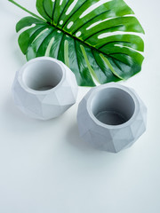 Concrete pot. Modern geometric concrete planter.