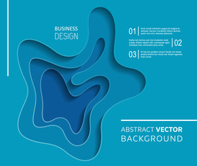 Obraz premium Blue abstract vector background with paper cut design