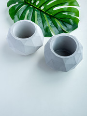 Concrete pot. Modern geometric concrete planter.