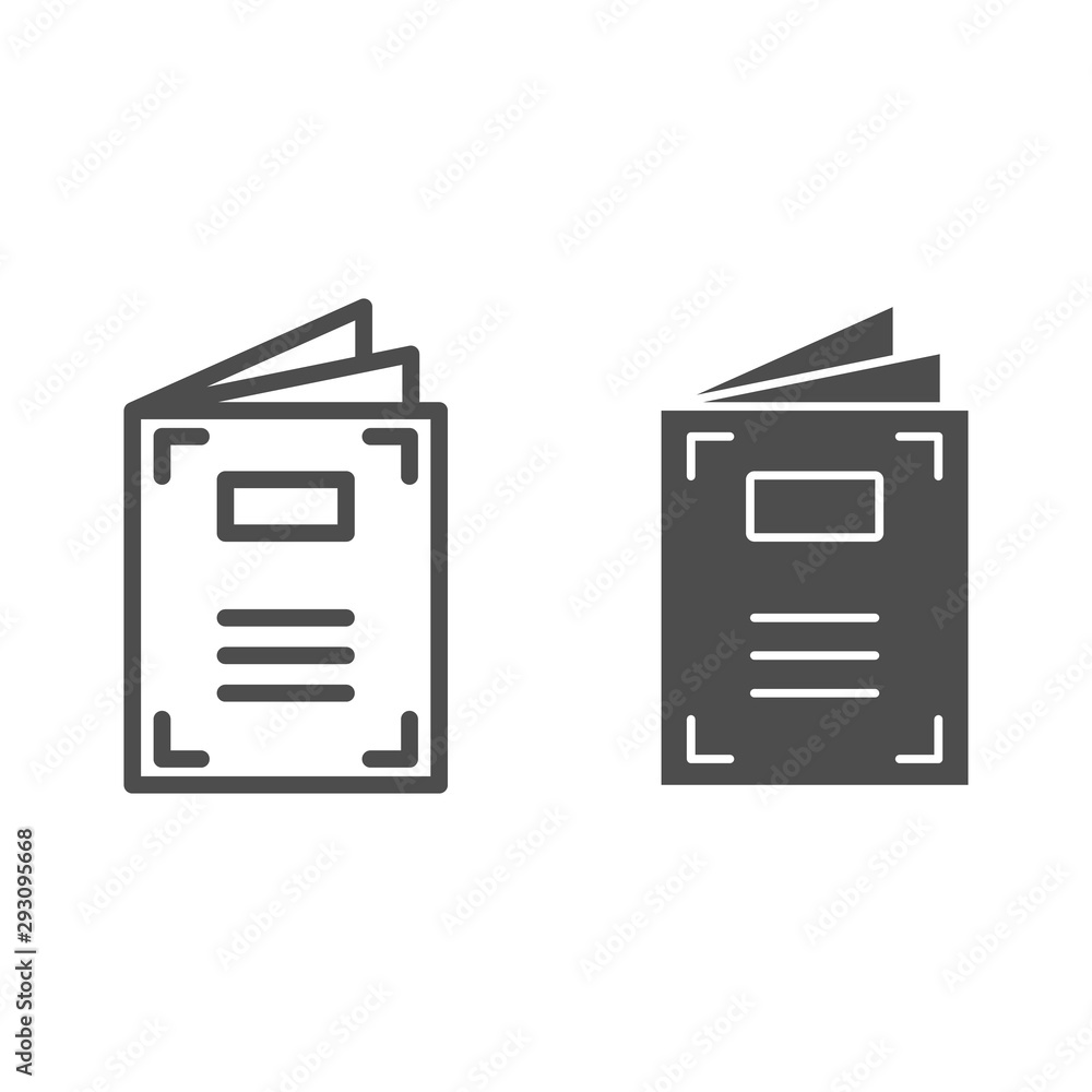 Poster notepad line and glyph icon. notebook vector illustration isolated on white. pad outline style desig