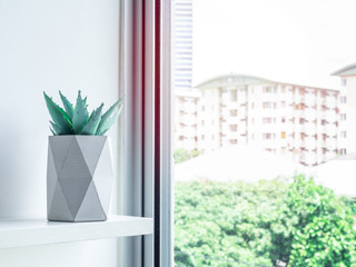 Concrete pot. Modern geometric concrete planter.