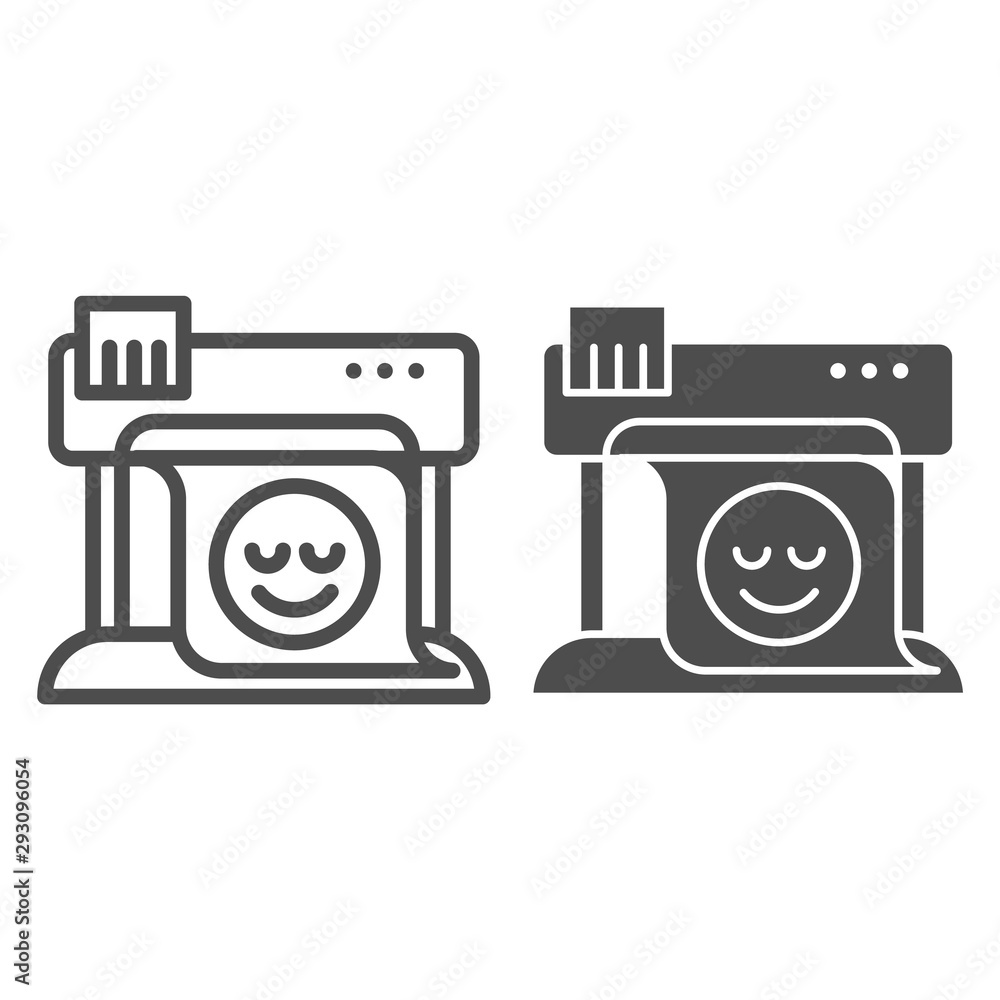 Aufkleber plotter line and glyph icon. large format printer vector illustration isolated on white. print machi