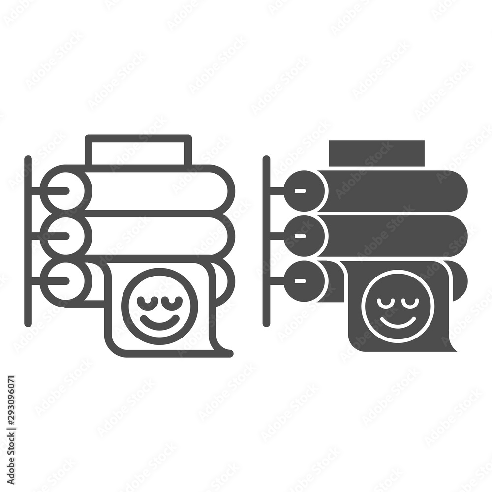 Poster printing press line and glyph icon. large format printer vector illustration isolated on white. plac