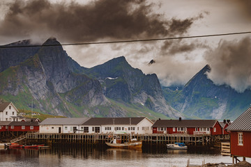 Fjord landscape. Lofoten islands Norway